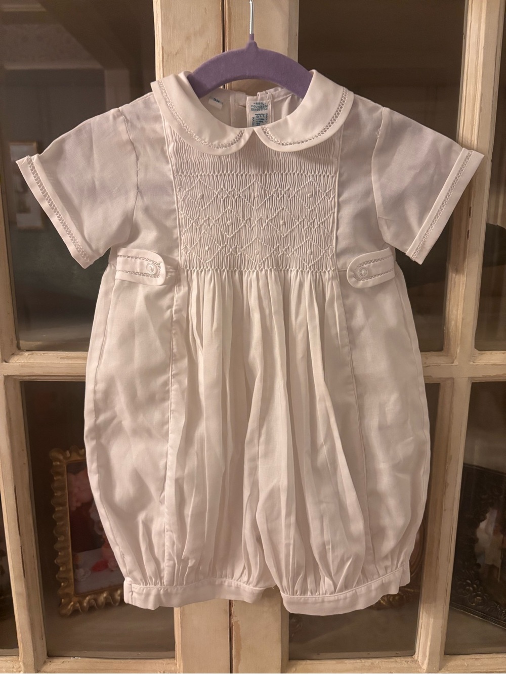 Feltman Brothers Smocked Baby Boy Shortall with Peter Pan Collar